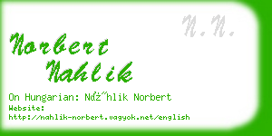 norbert nahlik business card